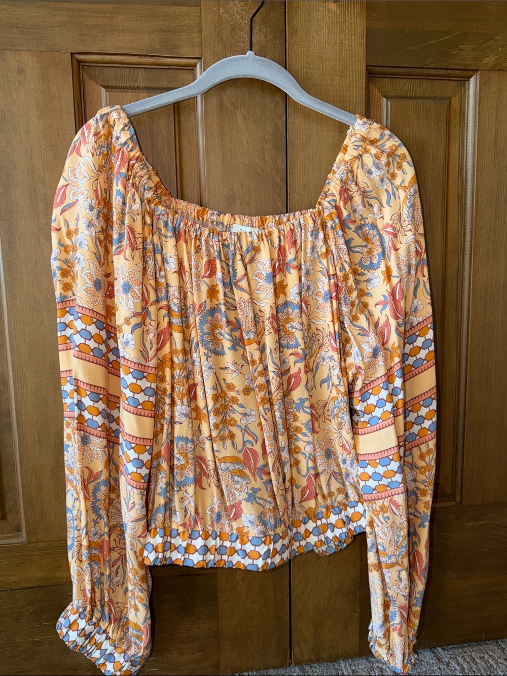 Floral Off-Shoulder Boho Tunic in Peach